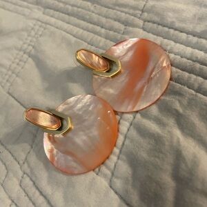 Kendra Scott Pink Shell Drop Earrings with Gold Accents